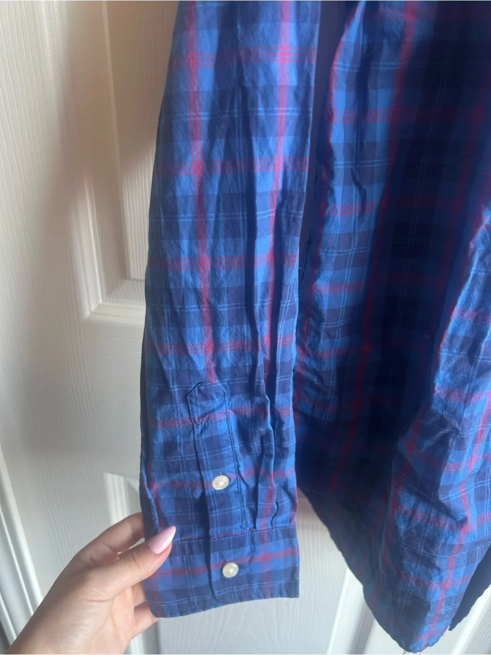 Ralph Lauren Boys XL (18-20) Blue & Red Plaid Long Sleeve Button-Down Shirt